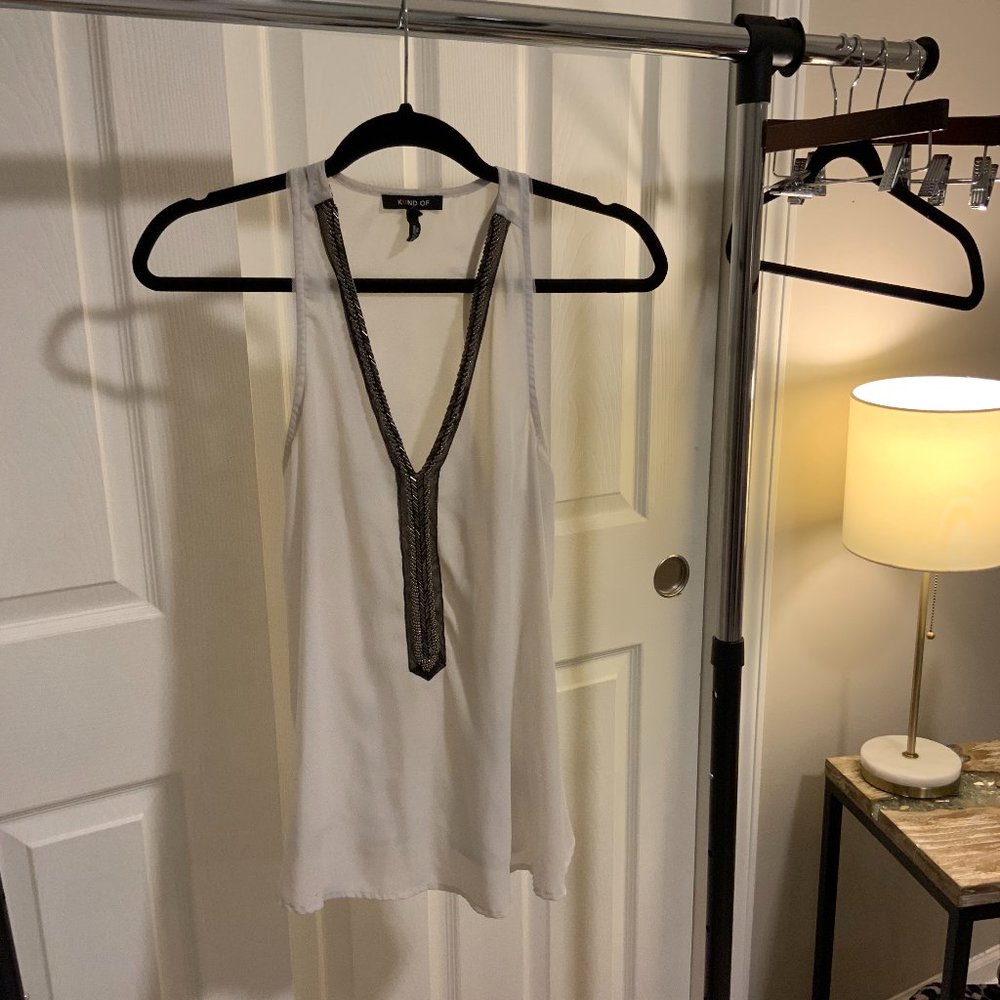 KIIND OF White Beaded Tank